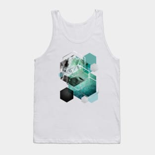 Teal Hexagonal Geometric Tank Top